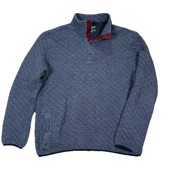 Rhone Gramercy Pullover Quilted Sweater Navy Blue Snap Men's Size Medium - Picture 1 of 10